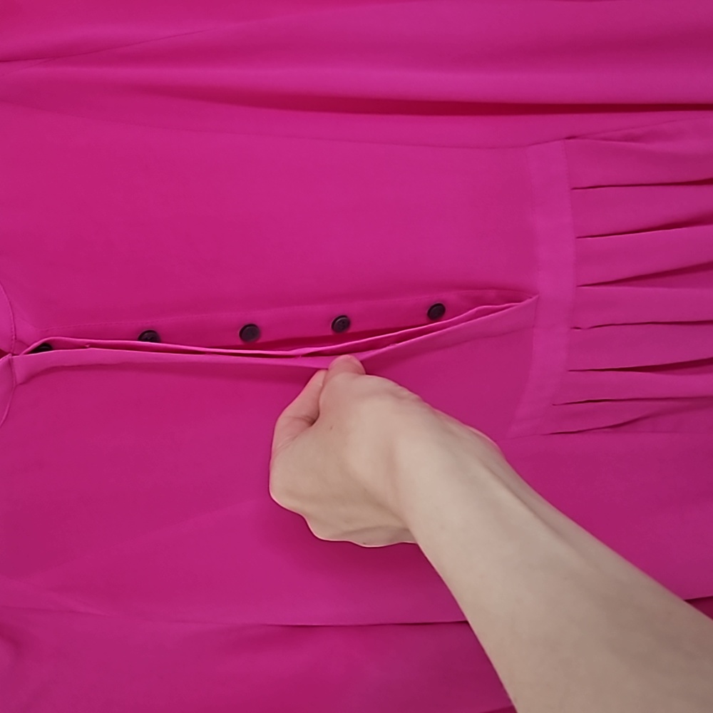 100% Silk Blouse In Fuchsia Color - image 4